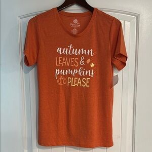 “Autumn Leaves & Pumpkins Please” T-Shirt, NWT